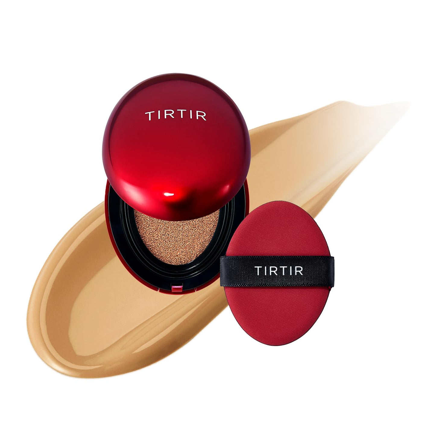 [*Mini Size*] TIRTIR Mask Fit Red Cushion Foundation | Full coverage, Weighless, Skin fit, Satin Glow Finish, Korean cushion foundation (#21N Ivory, 0.15 Fl Oz)