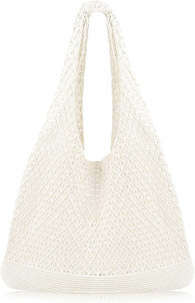 COOKOOKY Crochet Beach Tote bag Summer Beach Bag for Women Aesthetic Mesh Tote Bag Hippie Bag Knit Bag