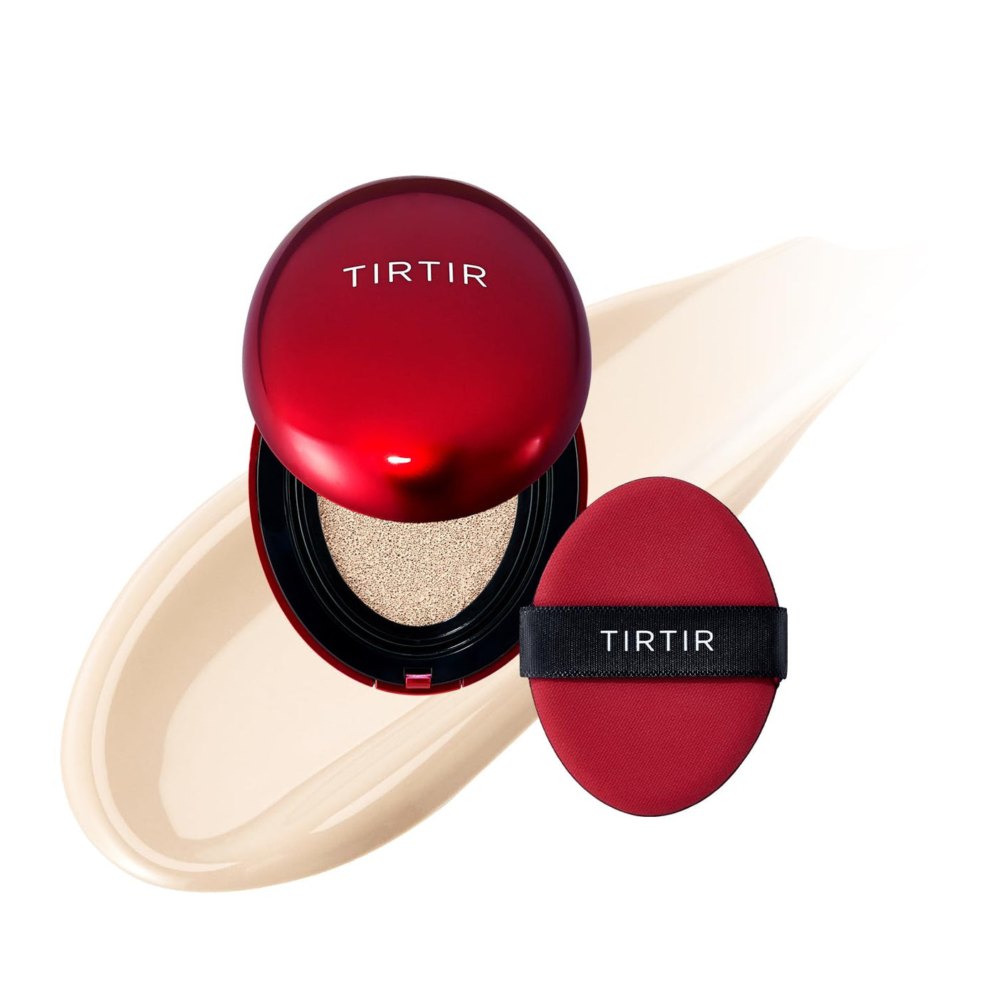 [*Mini Size*] TIRTIR Mask Fit Red Cushion Foundation | Full coverage, Weighless, Skin fit, Satin Glow Finish, Korean cushion foundation (#21N Ivory, 0.15 Fl Oz)