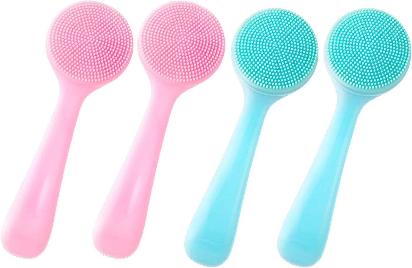 2 Pack Silicone Manual Facial Cleansing Brush, Skin Friendly Waterproof Face Cleaning Scrubber Exfoliator Cleanser for Blackheads Whiteheads Makeup Residues Removal- Blue & Pink