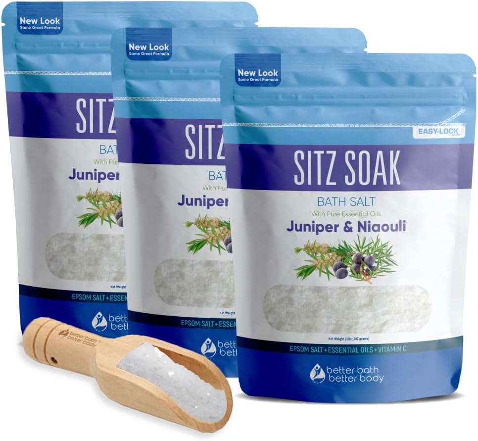 Sitz Bath Soak 2-Lbs Sitz Salt Epsom Salt Hemorrhoid Soothing with Pure Essential Oils in BPA Free Pouch with Press-Lock Seal Made in USA