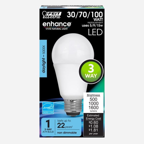 1 PC Feit Enhance A19 E26 (Medium) LED Bulb Daylight 30/70/100 Watt Equivalence 1 pk