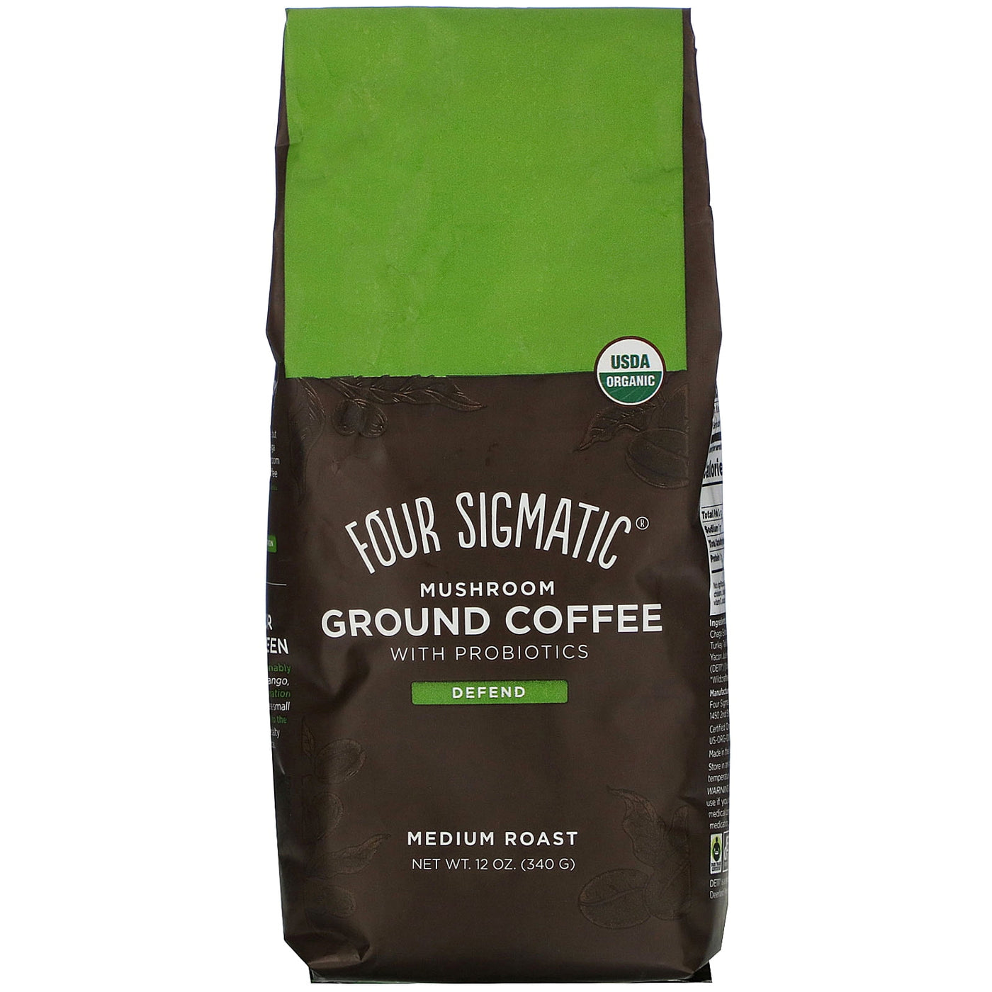 Four Sigmatic Mushroom Ground Coffee with Probiotics, Defend, Medium Roast, 12 oz (340 g)