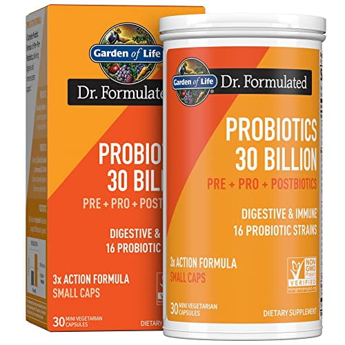 Garden of Life Dr Formulated Once Daily 3-in-1 Complete Probiotics, Prebiotics & Postbiotics - PRE + PRO + POSTBIOTIC Supplement for Adultsâ€™ Digestive & Immune Health, 30 Billion CFU, 30 Day Su