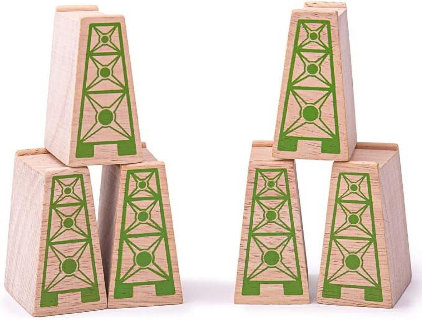 Bigjigs Rail High Level Blocks (Pack of 6) - Other Major Wooden Rail Brands are Compatible