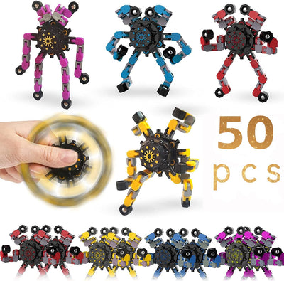 20pcs Random Fidget Spinners,DIY Deformable Robot Fingertip Toys,Decompression Spinner,Deformable Creative Mechanical Gyro Toys,Stress Relief Mechanical Chain Toy for Kids Adults，Party Supplies