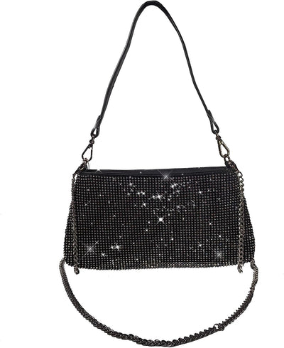 Crismade Rhinestone Evening Bags for Women, Girls Clutch Purses Handbags,Shoulder Strap Bag for Ladies Wedding Party