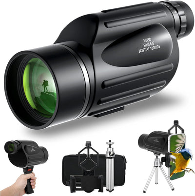 13x50 Monocular Telescope - Sunhe High Power Zoom Monocular with BAK4 Prism, FMC Lens, Handle, Smart Phone Adapter for Bird Watching Hunting Hiking Camping Traveling Gift for Mens/Adults (Ordinary)