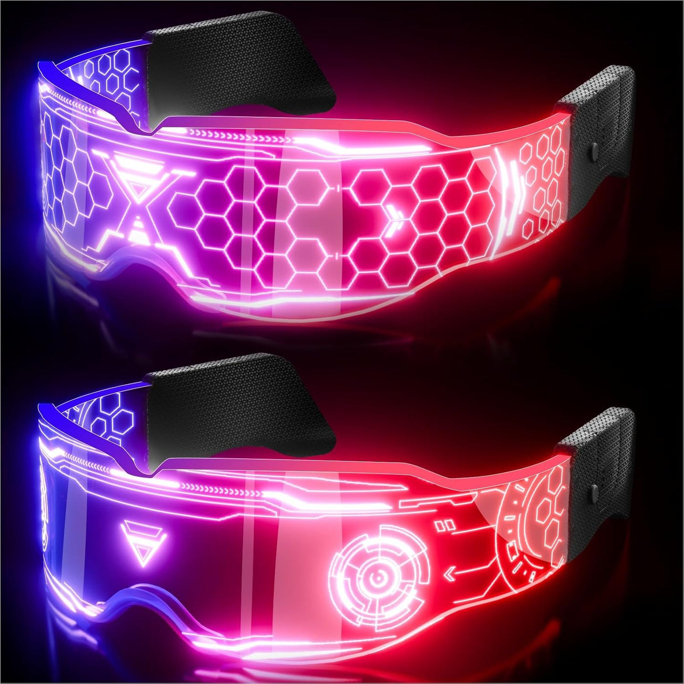 Cool Cyberpunk LED Rave Glasses: Futuristic Light-Up Visor Goggles and Space Sunglasses, Perfect for Space Costume