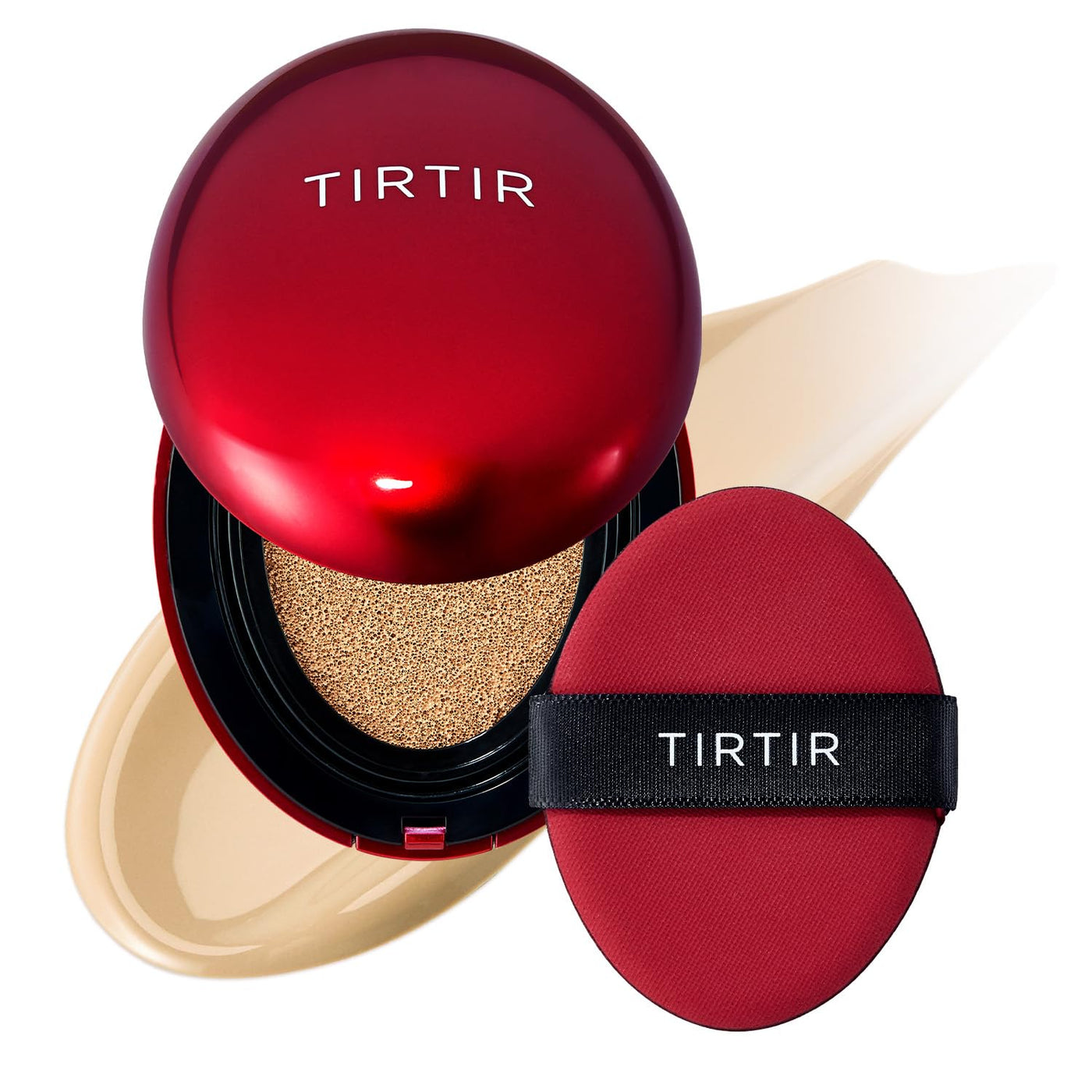 [*Mini Size*] TIRTIR Mask Fit Red Cushion Foundation | Full coverage, Weighless, Skin fit, Satin Glow Finish, Korean cushion foundation (#21N Ivory, 0.15 Fl Oz)