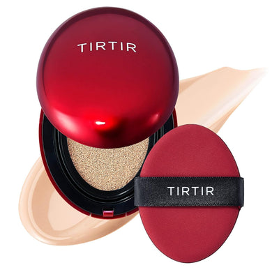 [*Mini Size*] TIRTIR Mask Fit Red Cushion Foundation | Full coverage, Weighless, Skin fit, Satin Glow Finish, Korean cushion foundation (#21N Ivory, 0.15 Fl Oz)