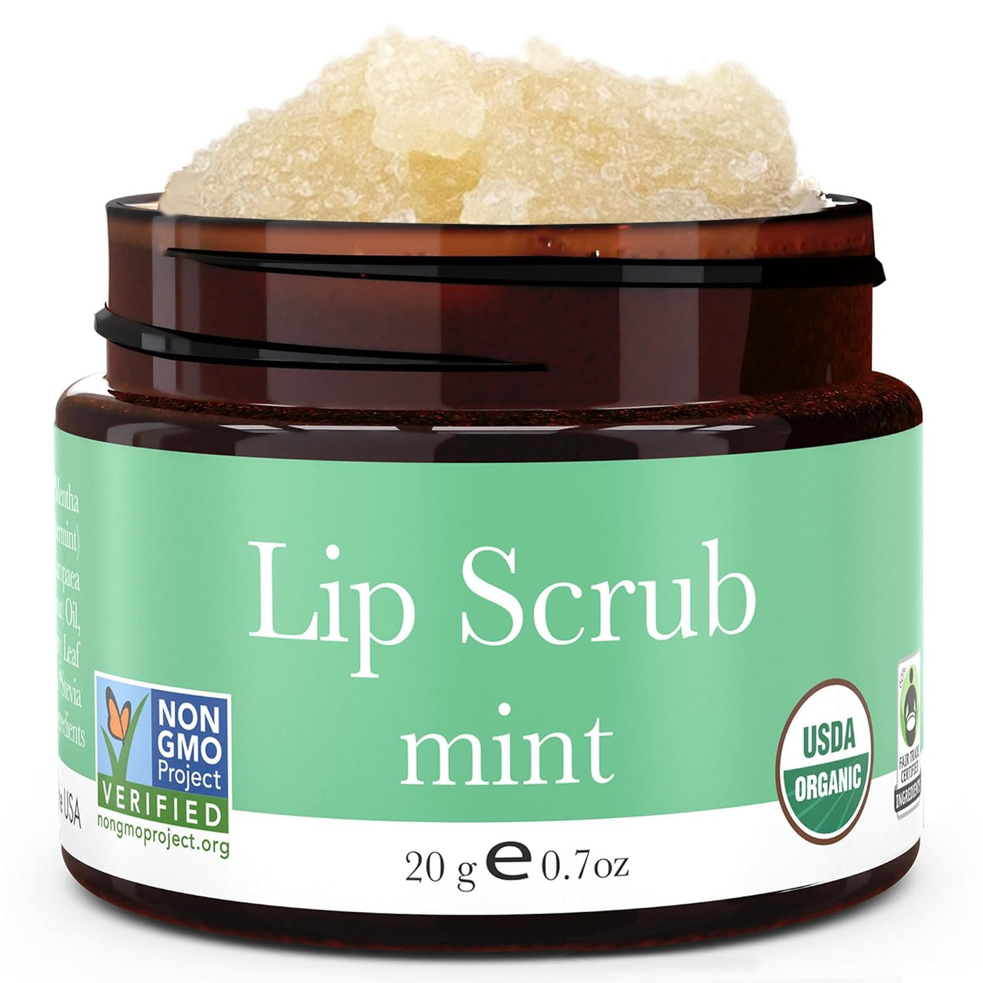 Organic Lip Scrub Mint - USA Made Exfoliating Lip Scrub with Natural & Organic Ingredients, Moisturizing Lip Exfoliator Scrub for Dry Lips, Lip Scrubber Exfoliator & Sugar Scrub for Smooth Lips