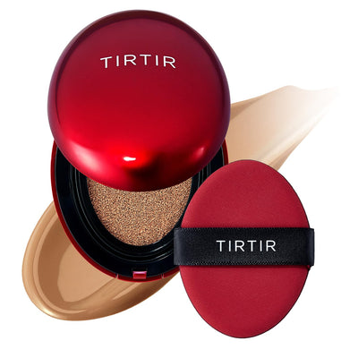 [*Mini Size*] TIRTIR Mask Fit Red Cushion Foundation | Full coverage, Weighless, Skin fit, Satin Glow Finish, Korean cushion foundation (#21N Ivory, 0.15 Fl Oz)