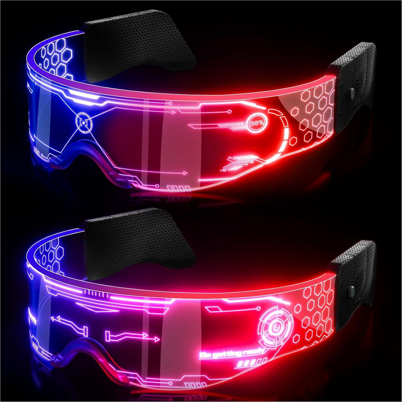 Cool Cyberpunk LED Rave Glasses: Futuristic Light-Up Visor Goggles and Space Sunglasses, Perfect for Space Costume