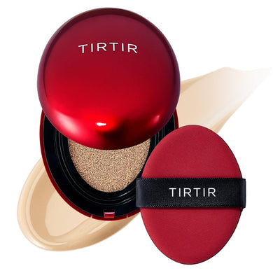 [*Mini Size*] TIRTIR Mask Fit Red Cushion Foundation | Full coverage, Weighless, Skin fit, Satin Glow Finish, Korean cushion foundation (#21N Ivory, 0.15 Fl Oz)