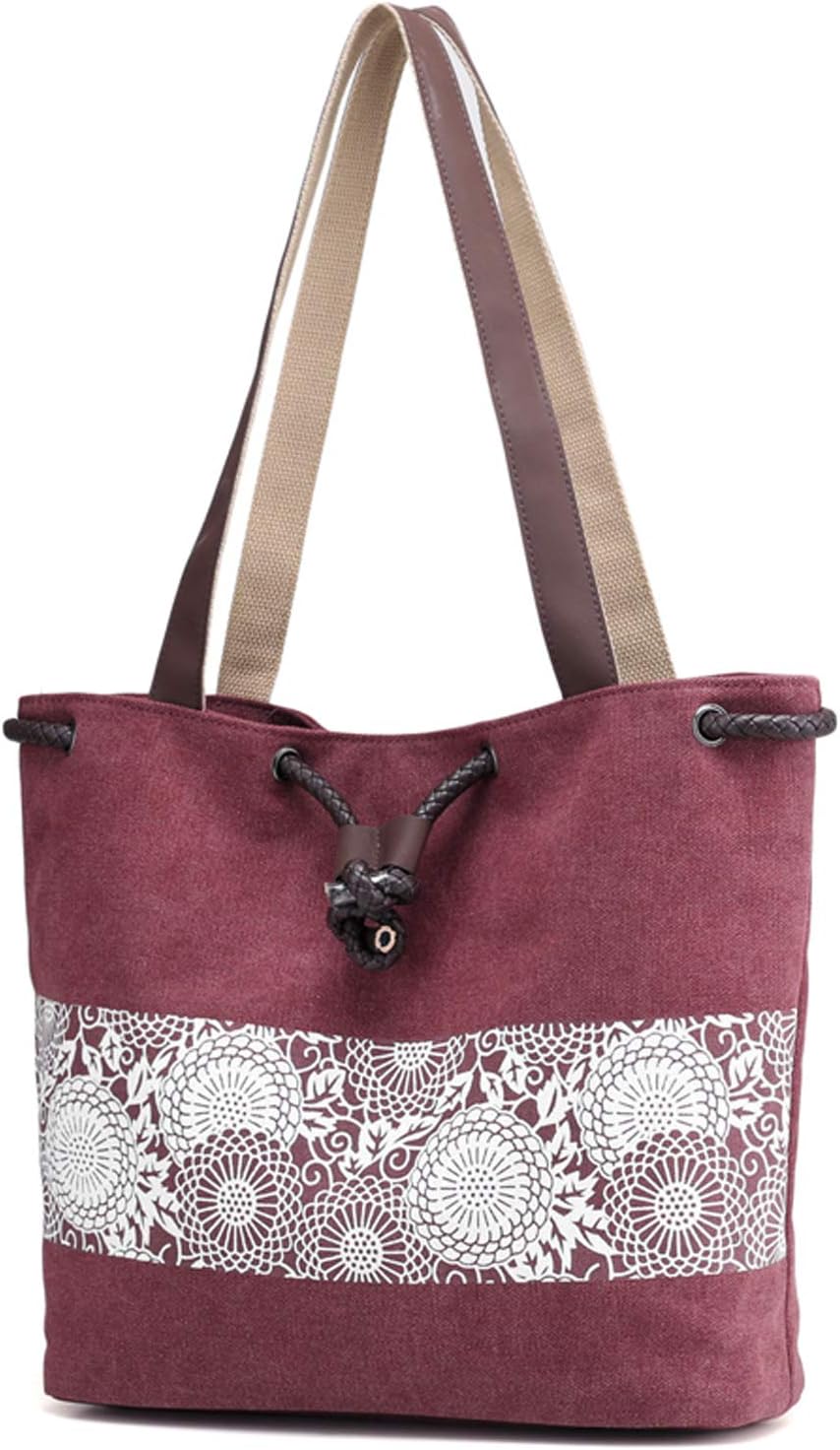 Women Printing Canvas Shoulder Bag Casual Hand Bags Purse Retro Tote Bags