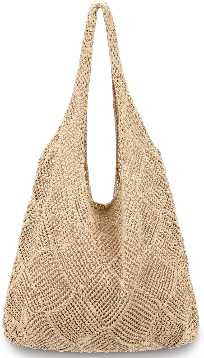 hatisan Crochet Bags for Women Summer Beach Tote Bag Aesthetic Tote Bag Hippie Bag Knit Bag