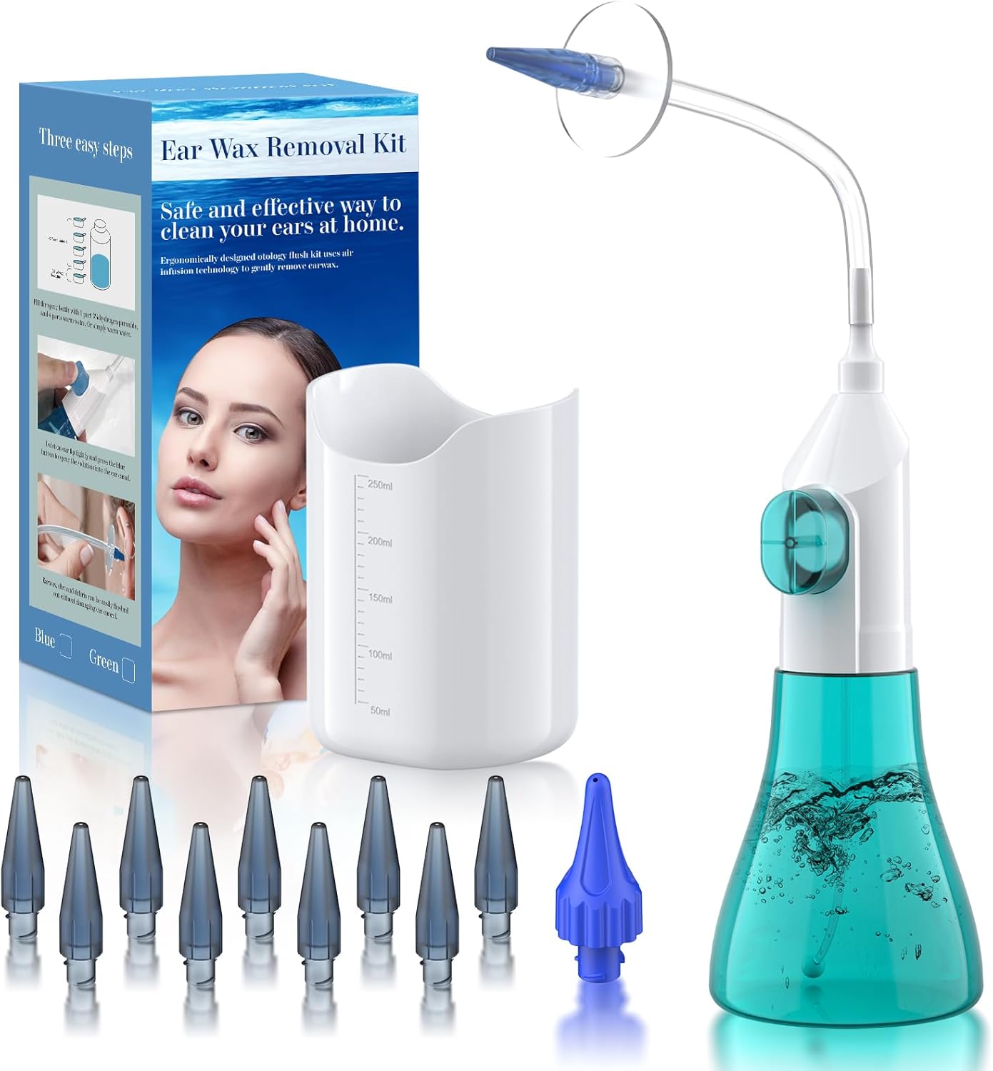 Ear Wax Removal, Ear Cleaner, Ear Wax Removal Kit, Manual Ear Irrigation Flushing System, Ear Cleaning Kit, Safe and Effective to Clean Ear Built Up Wax