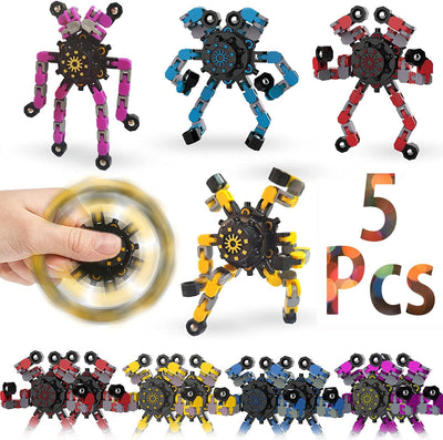 20pcs Random Fidget Spinners,DIY Deformable Robot Fingertip Toys,Decompression Spinner,Deformable Creative Mechanical Gyro Toys,Stress Relief Mechanical Chain Toy for Kids Adults，Party Supplies