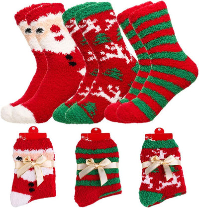 Yoicy Women Christmas Fuzzy Fluffy Socks - Cozy Warm Slipper Bed Socks For Xmas Gift