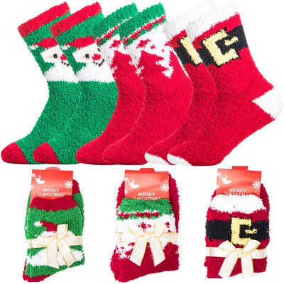 Yoicy Women Christmas Fuzzy Fluffy Socks - Cozy Warm Slipper Bed Socks For Xmas Gift