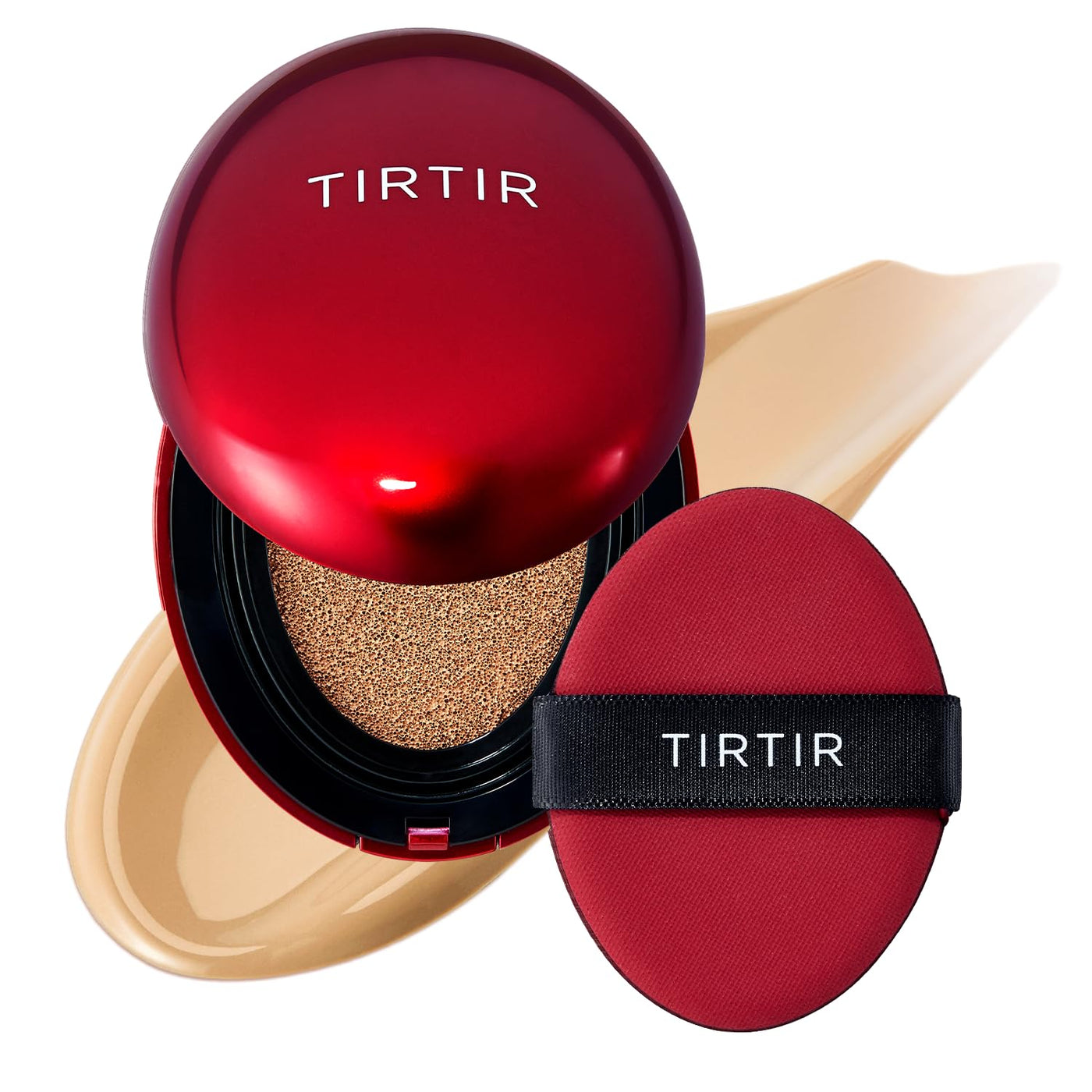 [*Mini Size*] TIRTIR Mask Fit Red Cushion Foundation | Full coverage, Weighless, Skin fit, Satin Glow Finish, Korean cushion foundation (#21N Ivory, 0.15 Fl Oz)