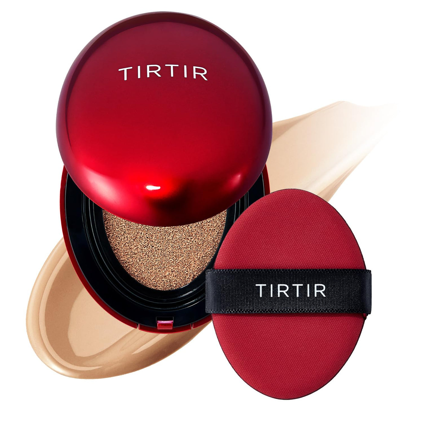 [*Mini Size*] TIRTIR Mask Fit Red Cushion Foundation | Full coverage, Weighless, Skin fit, Satin Glow Finish, Korean cushion foundation (#21N Ivory, 0.15 Fl Oz)