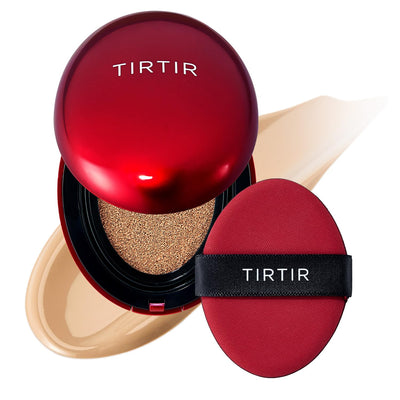 [*Mini Size*] TIRTIR Mask Fit Red Cushion Foundation | Full coverage, Weighless, Skin fit, Satin Glow Finish, Korean cushion foundation (#21N Ivory, 0.15 Fl Oz)