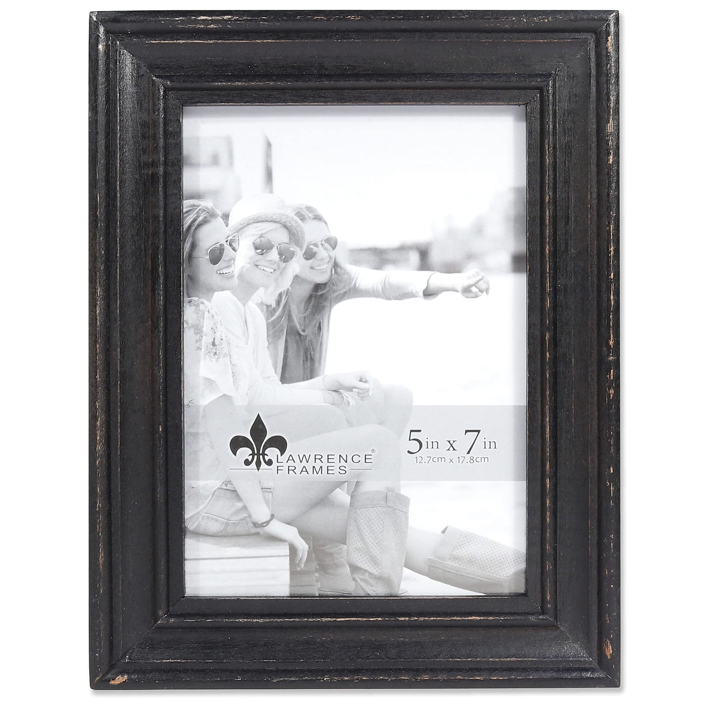 Lawrence 746557 5-Inch W x 7-Inch H Durham Weathered Black Wood Picture Frame