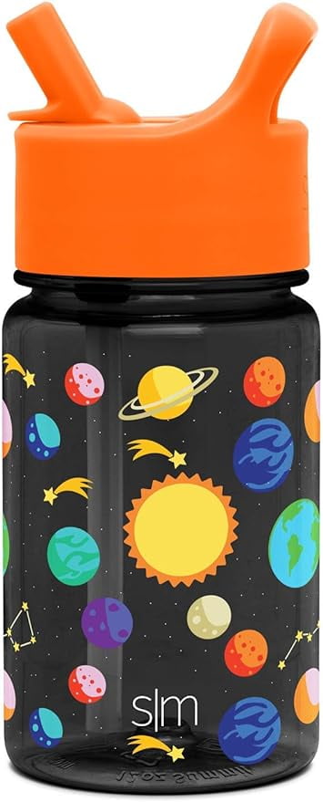 Simple Modern Kids Water Bottle Plastic BPA-Free Tritan Cup with Leak Proof Straw Lid | Reusable and Durable for Toddlers, Boys | Summit Collection | 12oz, Solar System