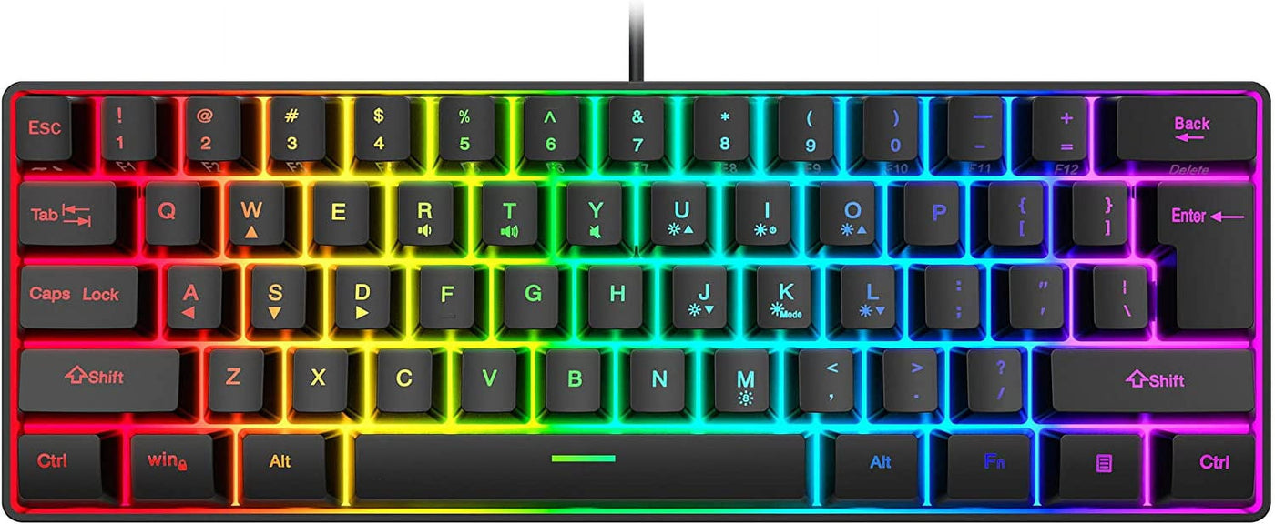 Snpurdiri 60% Wired Gaming Keyboard, RGB Backlit Ultra-Compact Mini Keyboard, Waterproof Small Compact 61 Keys Keyboard for PC/Mac Gamer, Typist, Travel, Easy to Carry on Business Trip(Black)