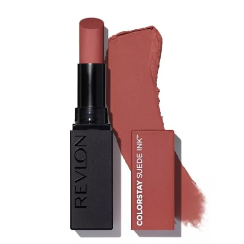 REVLON Lipstick, ColorStay Suede Ink, Built-in Primer, Infused with Vitamin E, Waterproof, Smudge-proof, Matte Color, 003 Want It All, 0.09 oz.