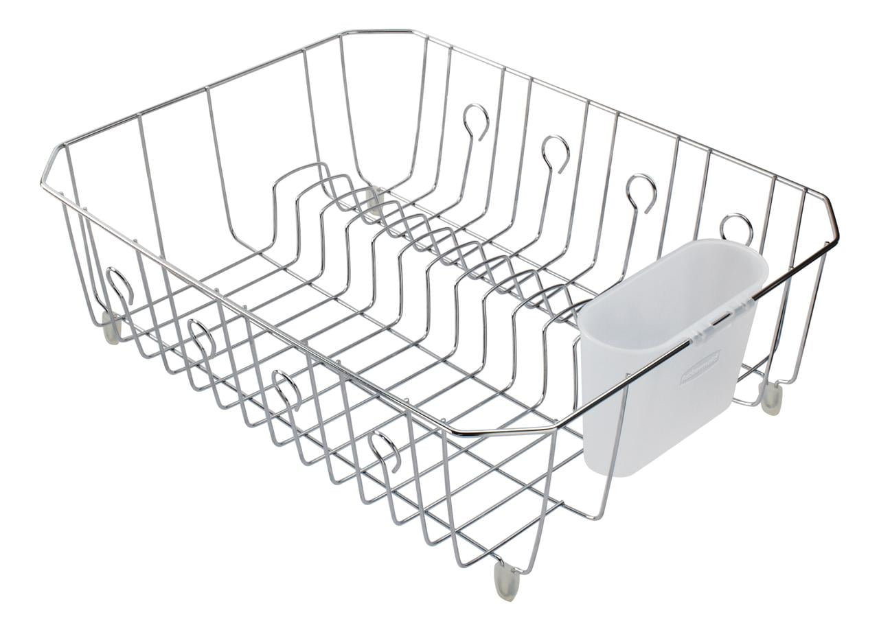 Dish Drying Rack, Rubbermaid Dish Rack with Utensil Holder for Kitchen Countertop, Large, Chrome