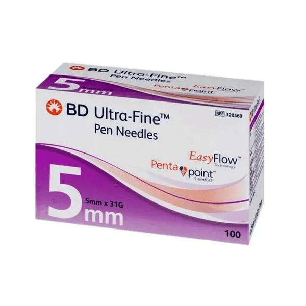 BD Ultra-Fine Pen  5mm x 31G with PentaPoint Technology – 100-Count Pack for Smooth and Easy