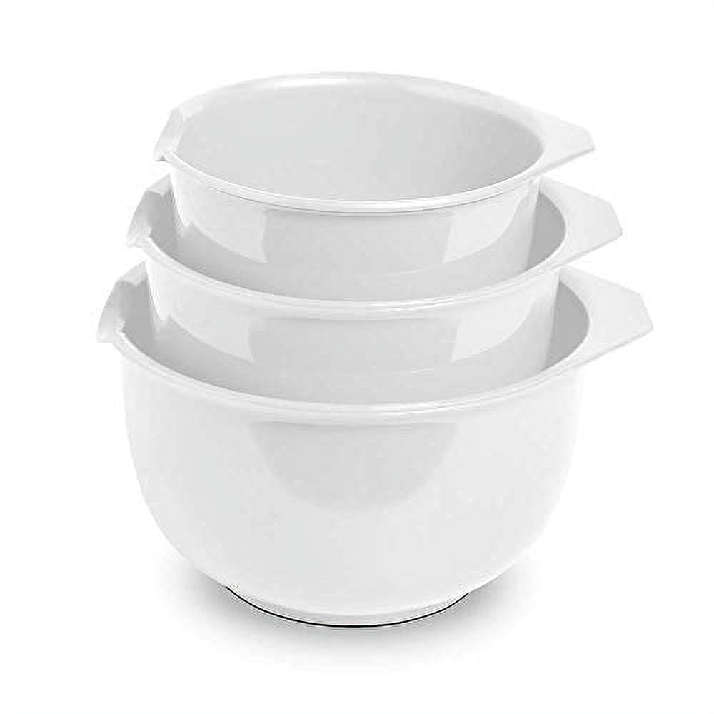 GLAD Mixing Bowls with Pour Spout, Set of 3 | Nesting Design Saves Space | Non-Slip, BPA Free, Dishwasher Safe Plastic | Kitchen Cooking and Baking Supplies, White