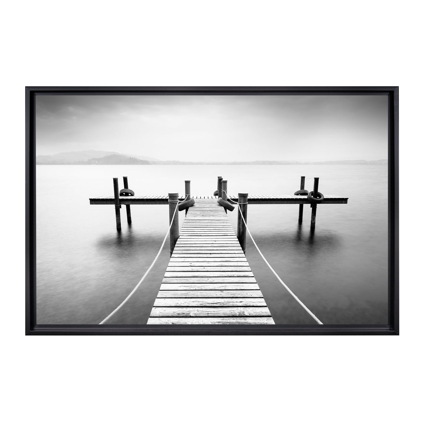 Stratton Home Decor Lake Pier Framed Canvas Wall Art