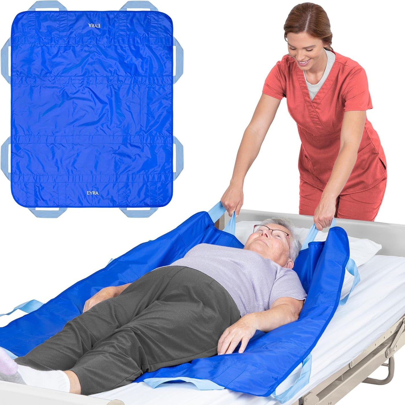 EYRA Positioning Bed Pads for Elderly - 48" x 40” Draw Sheets for Hospital Bed, Reusable & Washable Bed Positioning Pads, Draw Sheets with Handles, Medical Supplies for Elderly & Bed Ridden Patients