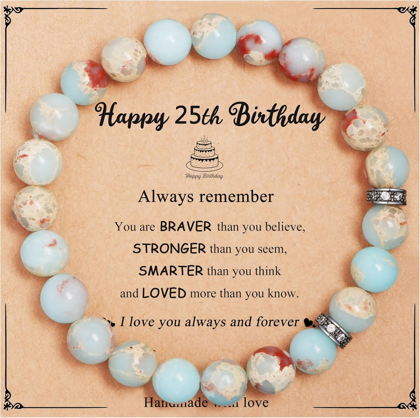 Yiyang 13th 16th 18th 21st 25th 30th 35th 40th 45th 50th 60th 65th 70th 75th 80th Birthday Gifts for Women, Natural Stone Bracelet Birthday Gifts for Women Mom Daughter Grandma Sister Coworker