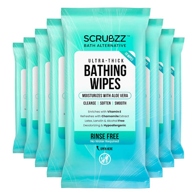 Extra Large Bath Wipes for Adults Bathing No Rinse - Disposable Body Cleansing Wipes for Men, Women & Elderly - Great for Gym, Camping, Post Surgery - Shower Wipes - 80 Count