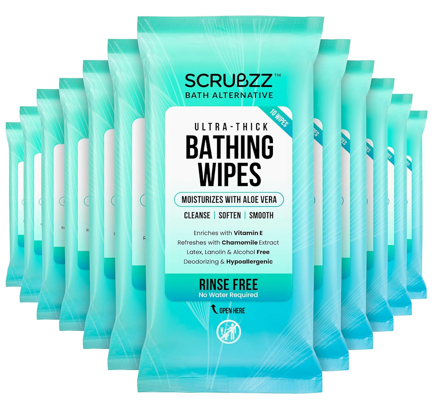 Extra Large Bath Wipes for Adults Bathing No Rinse - Disposable Body Cleansing Wipes for Men, Women & Elderly - Great for Gym, Camping, Post Surgery - Shower Wipes - 80 Count