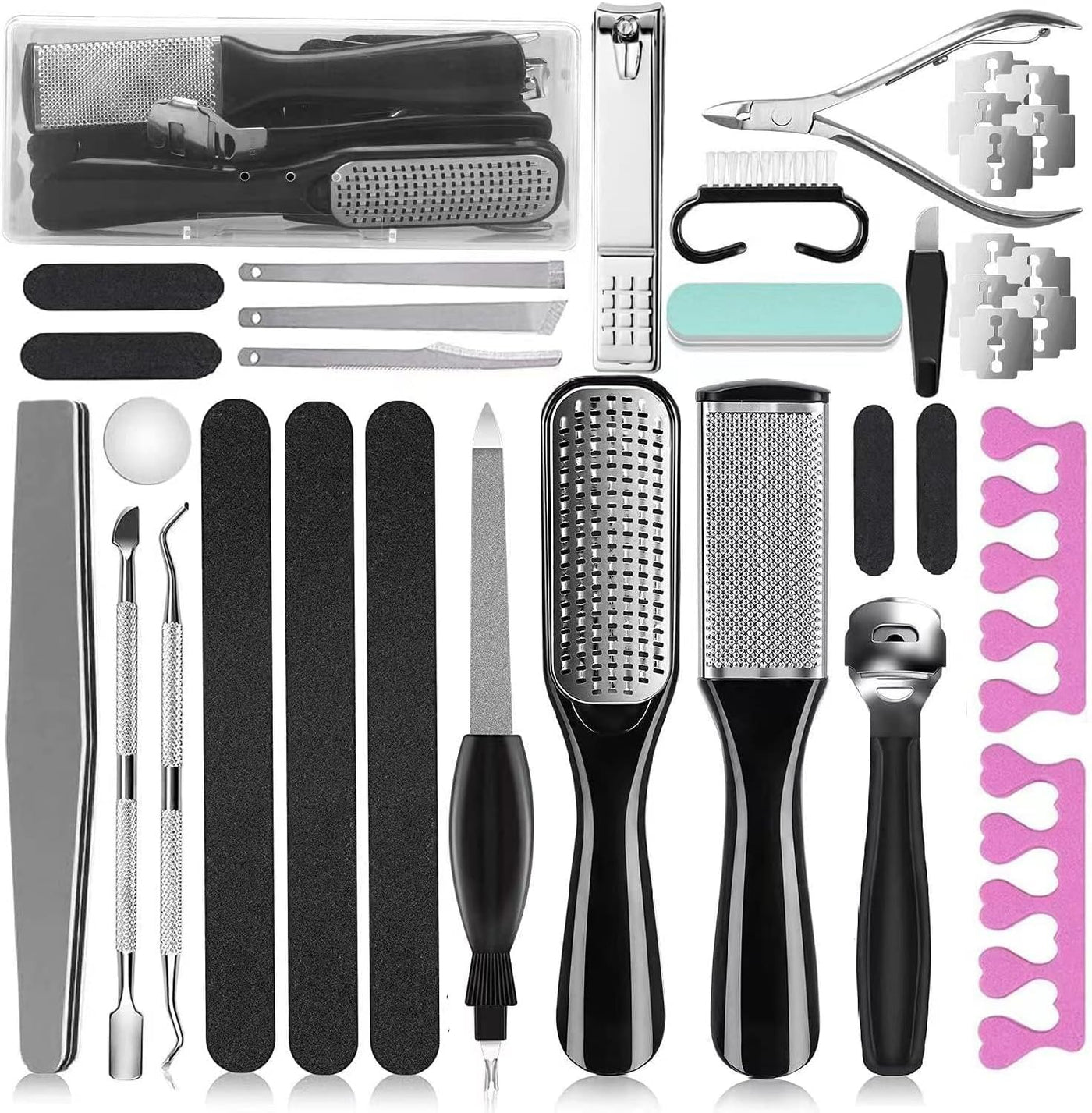 36 in 1 Pedicure Kit, Professional Pedicure Tools Foot Rasp Foot Dead Skin Remover for Home & Salon Care