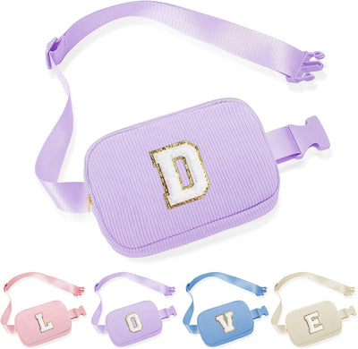 YOOLIFE Birthday Gifts for 4 5 6 7 8 9 10 11 12 13 14 Year Old Girls, Initial Fanny Pack Belt Bag Purse for Girls Teens Daughter Sister Girlfriend, Preppy Trendy Stuff for Teen Girl Gifts (Purple L)