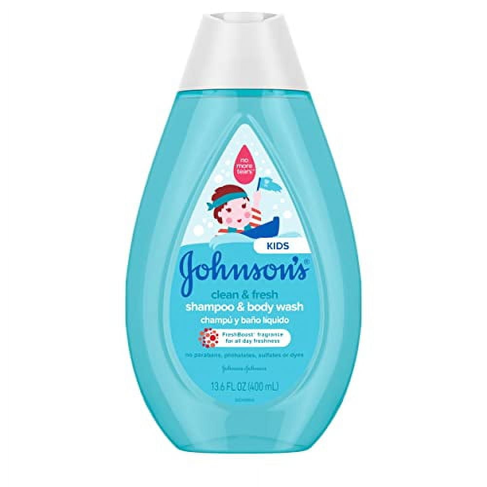 Johnson's Baby Clean Fresh TearFree Children's Shampoo Body Wash Paraben Sulfate DyeFree Formula is Hypoallergenic Gentle on Toddler's Sensitive Skin FreshBoost Fragrance, Sulfate-Free, 13.6 Fl Oz