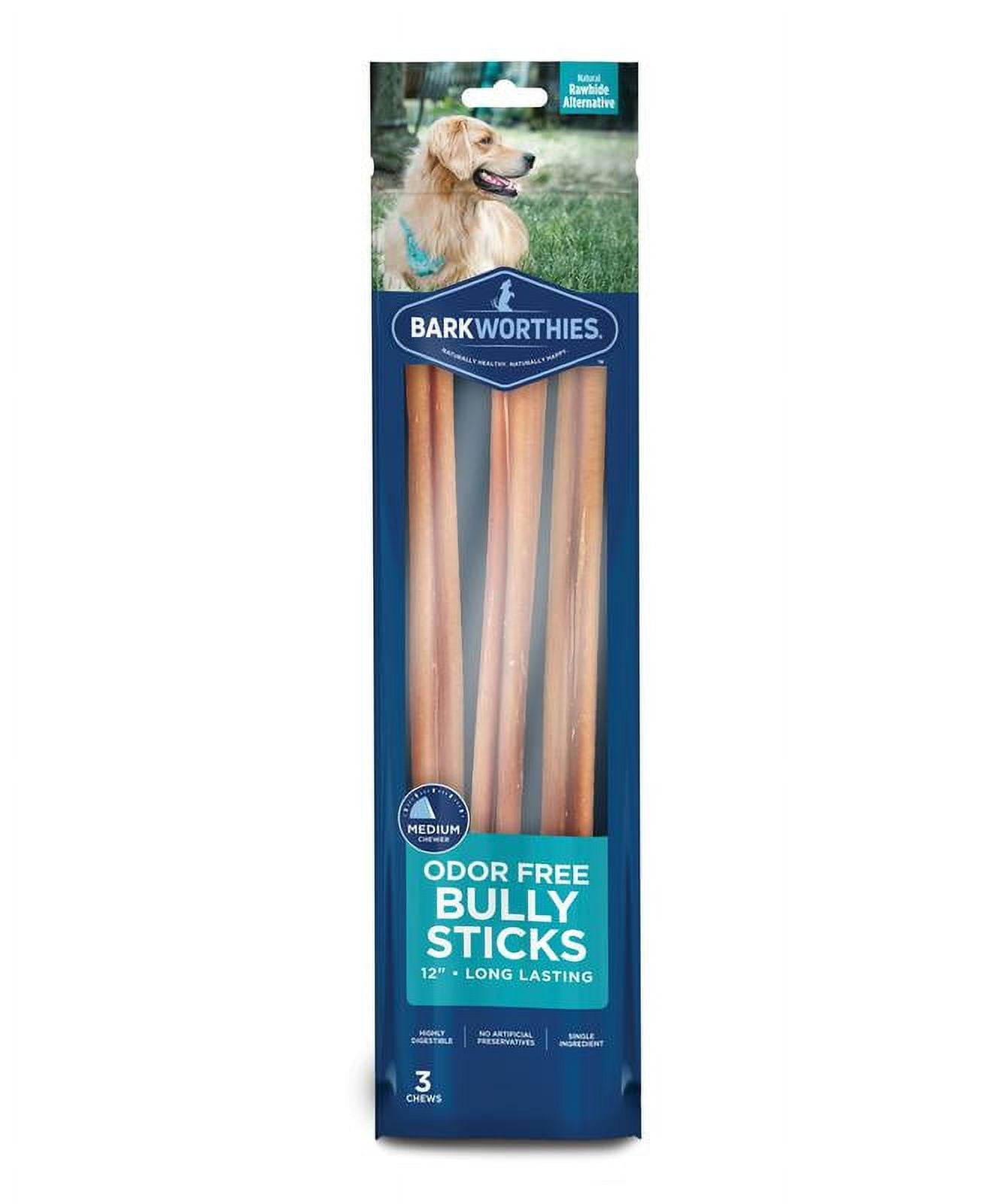 Barkworthies 12" Odor Free Bully Stick - 3 ct