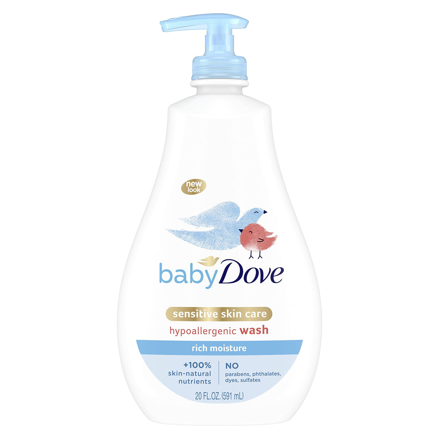 Baby Dove Sensitive Skin Care Baby Wash For Baby Bath Time Rich Moisture Tear-Free And Hypoallergenic, 20 Oz (Packaging May Vary)