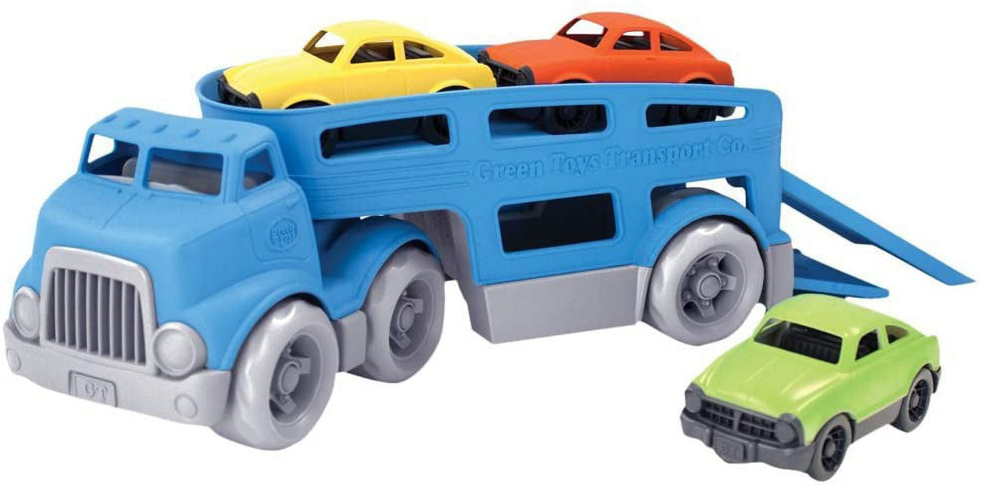 Green Toys Car Carrier, Blue - Pretend Play, Motor Skills, Kids Toy Vehicle. No BPA, phthalates, PVC. Dishwasher Safe, Recycled Plastic, Made in USA.