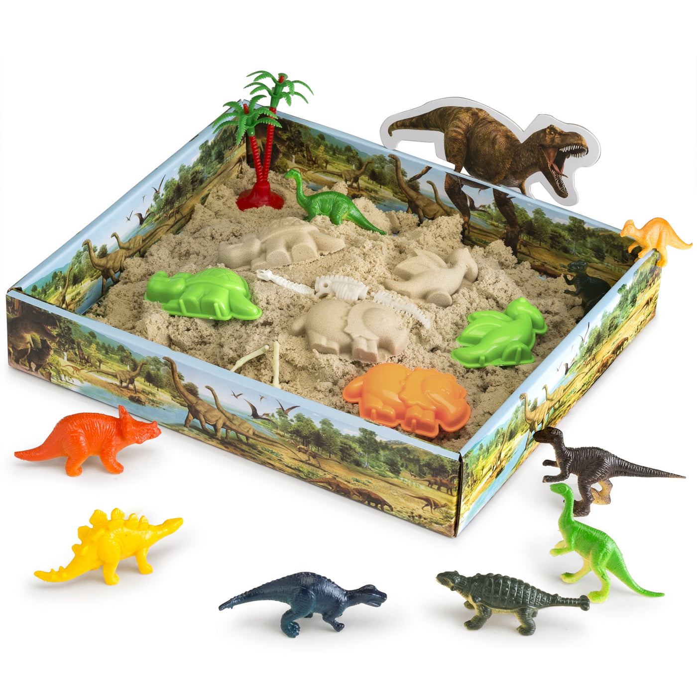 CoolSand 3D Sandbox Discovery Edition with Dinosaur Figures and 3D Tray