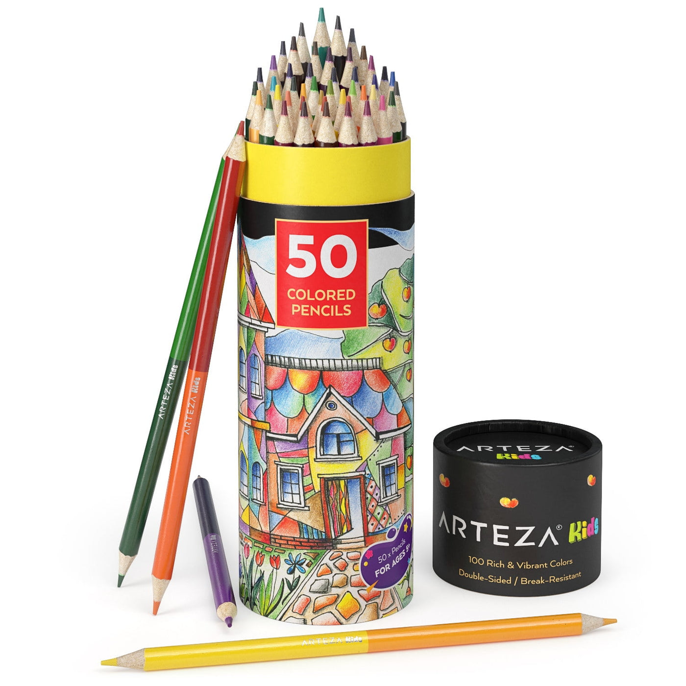 Arteza Kids Colored Pencils, Double-Sided - 50 Piece