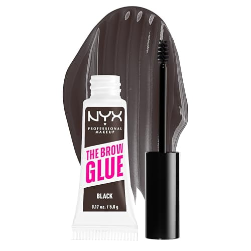 NYX PROFESSIONAL MAKEUP The Brow Glue, Extreme Hold Tinted Eyebrow Gel - Black