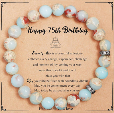 Yiyang 13th 16th 18th 21st 25th 30th 35th 40th 45th 50th 60th 65th 70th 75th 80th Birthday Gifts for Women, Natural Stone Bracelet Birthday Gifts for Women Mom Daughter Grandma Sister Coworker